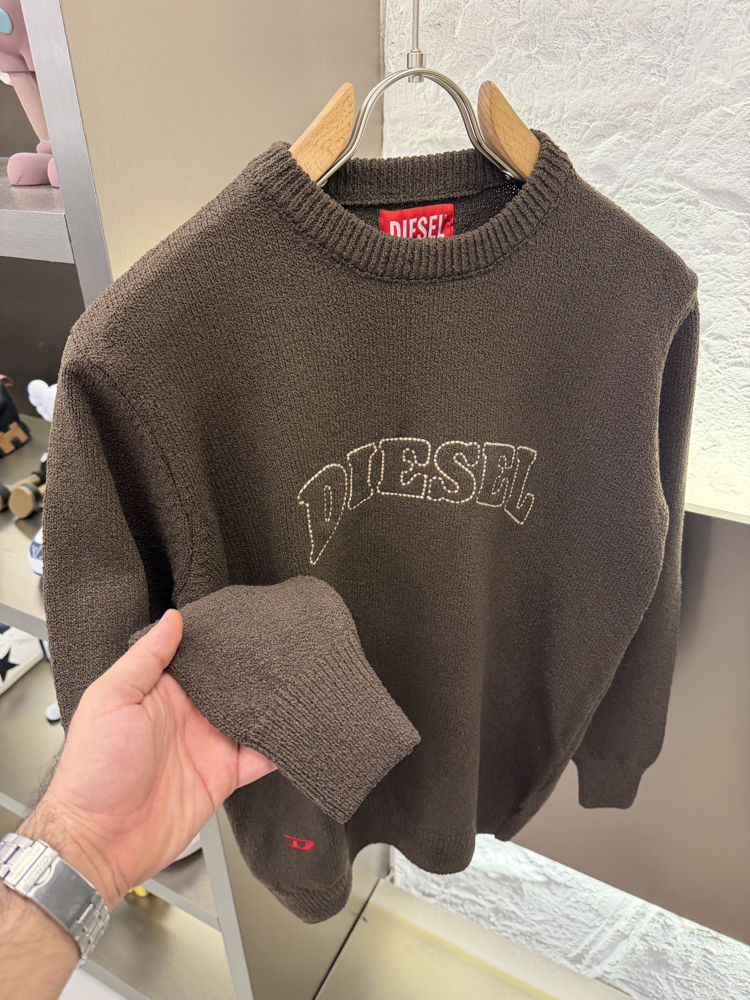 Diesel Premium %100 Pamuk Triko Kazak Kahve