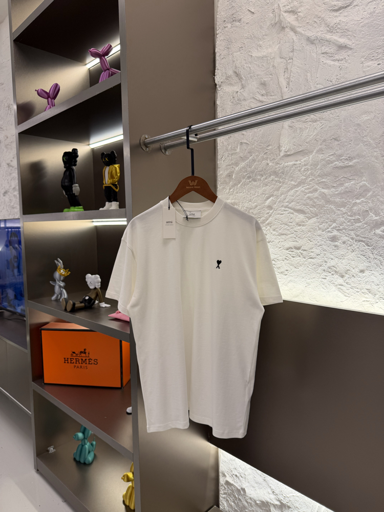 Ami Paris Logo Appliquéd %100 Cotton Tshirt