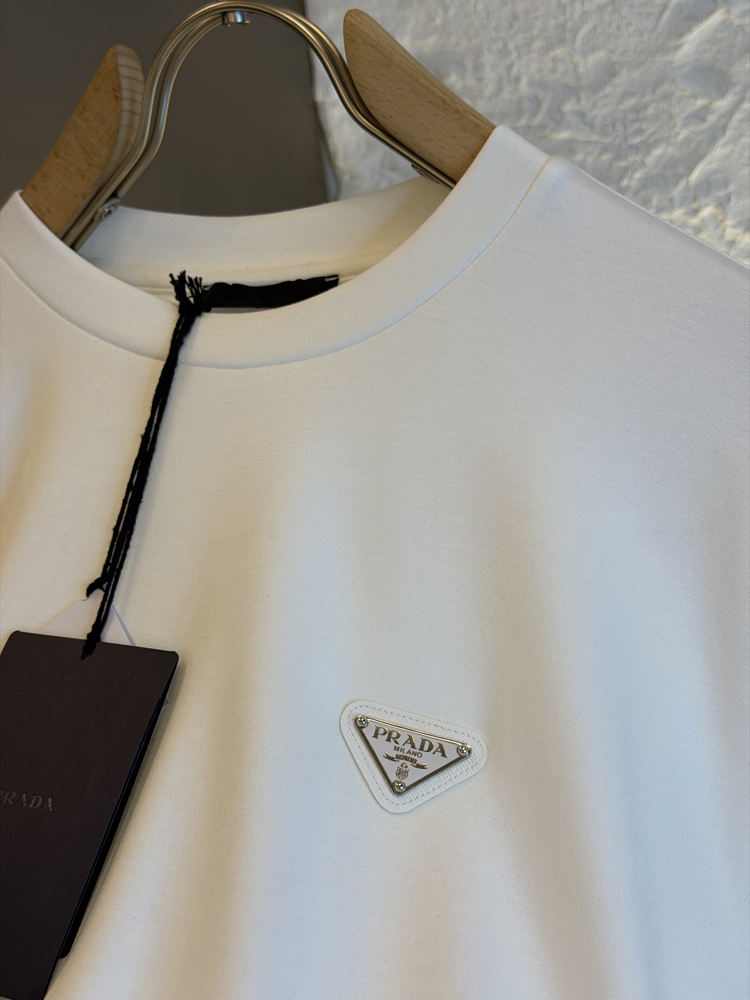 Prada Milano Logo Appliquéd %100 Cotton Tshirt