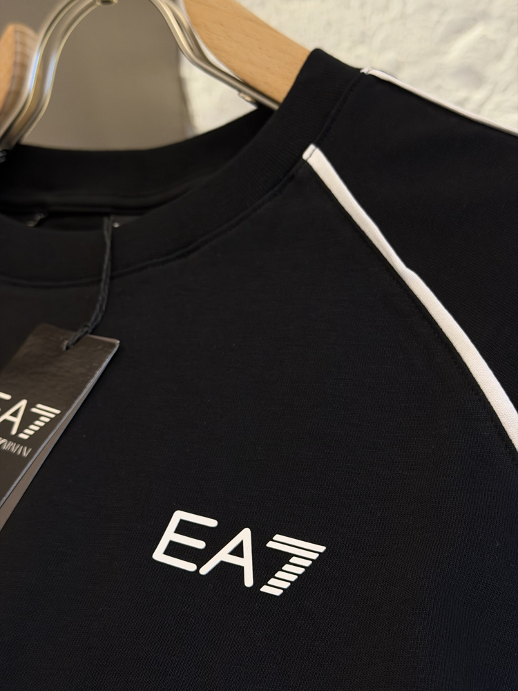 Emporio Armani Logo Appliquéd %100 Cotton Tshirt Siyah