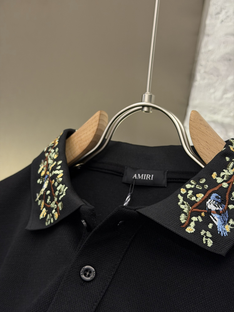 AMIRI Logo Appliquéd %100 Cotton Polo Tshirt