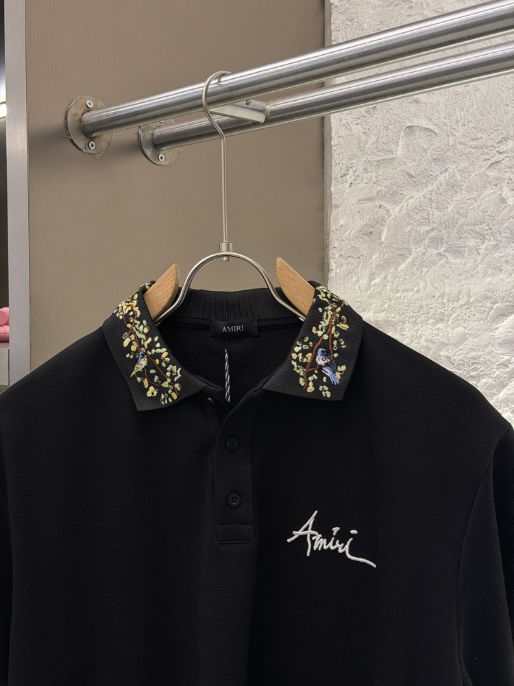 AMIRI Logo Appliquéd %100 Cotton Polo Tshirt