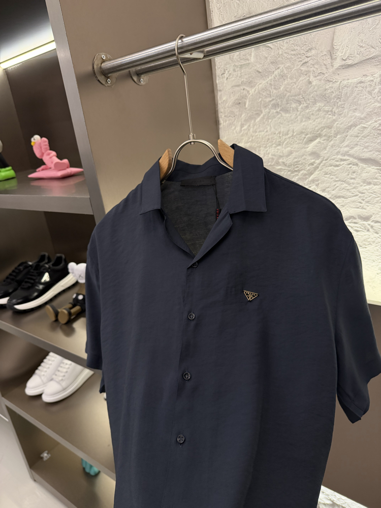 Prada Milano İthal Logo Appliquéd Shirt Gömlek Lacivert