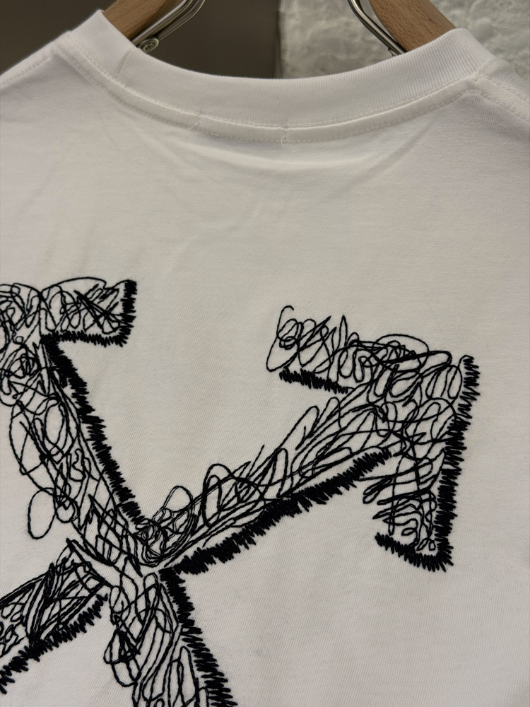 Off White Logo Appliquéd %100 Cotton Tshirt