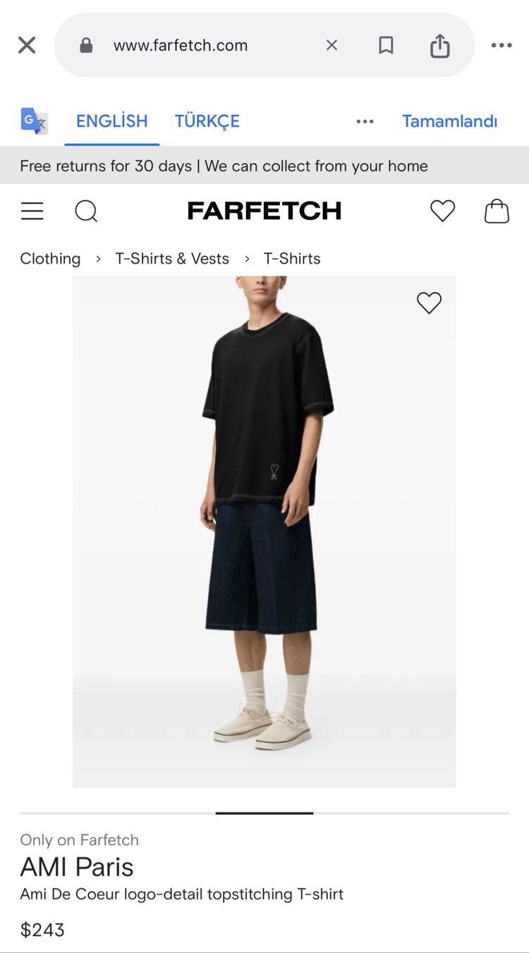 Ami Paris %100 Cotton Logo Appliquéd Tshirt