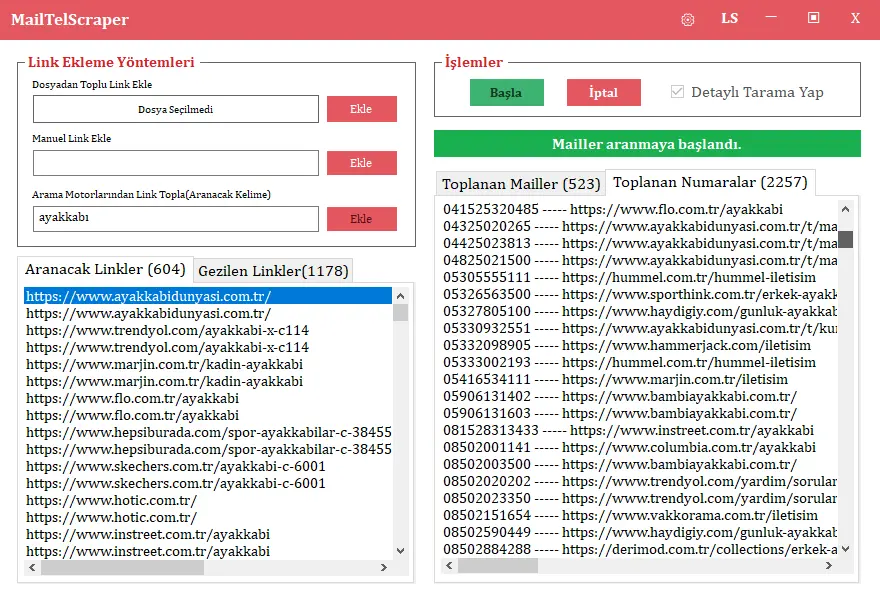 Web Sitelerinden Mail Ve Numara Toplama | MailTelScraper (1 Aylık)
