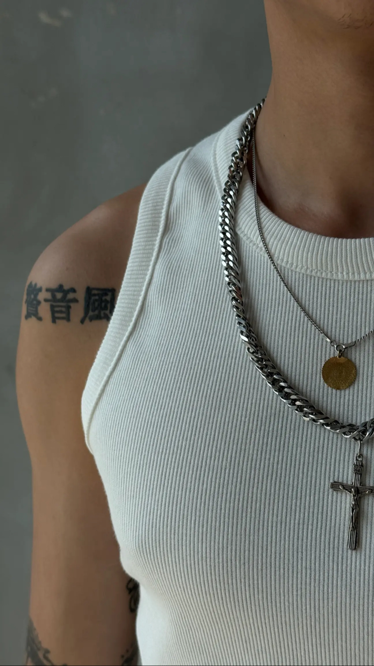 Beyaz Tank Top Fitilli Atlet