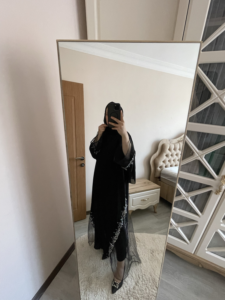 Tül detaylı abaya