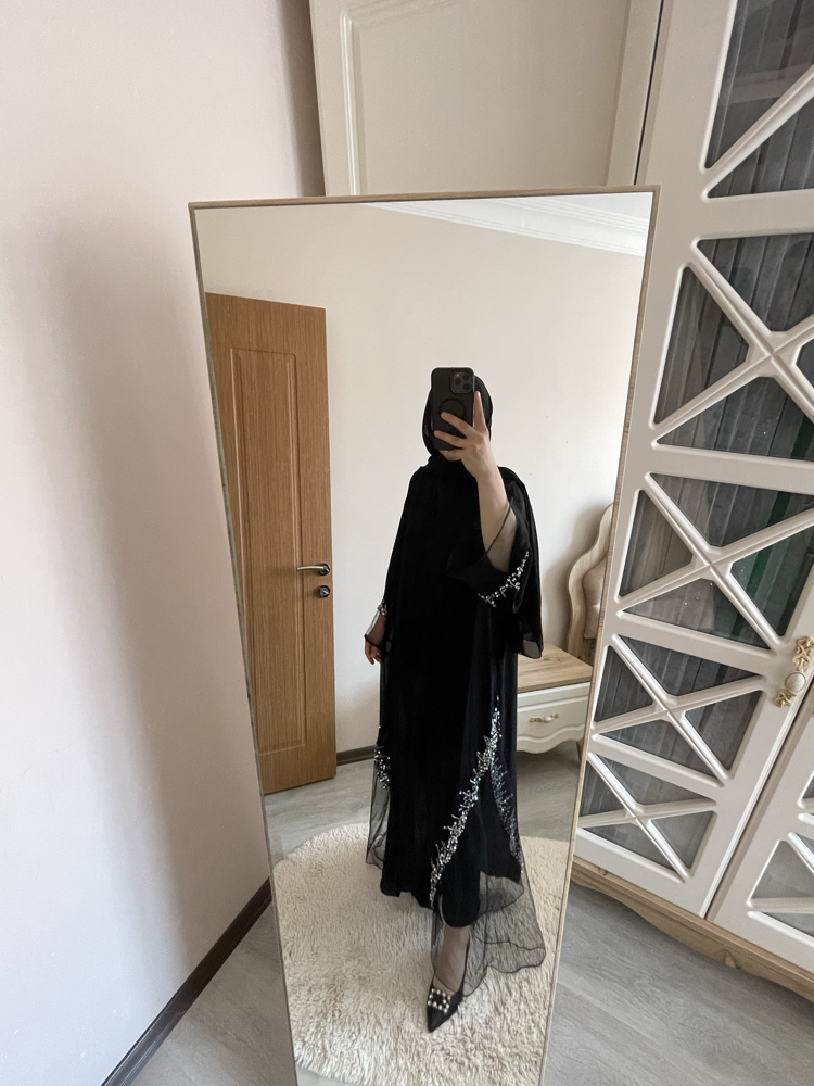 Tül detaylı abaya