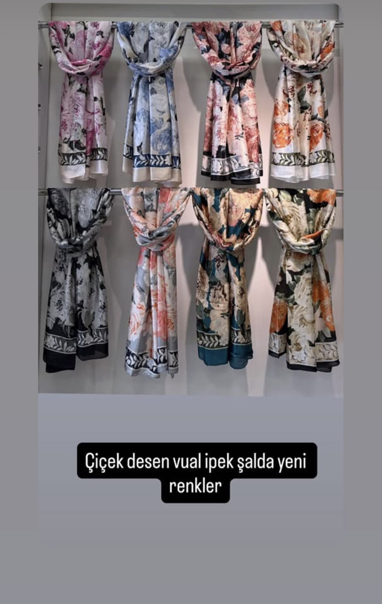 Vual ipek çiçek desen şal
