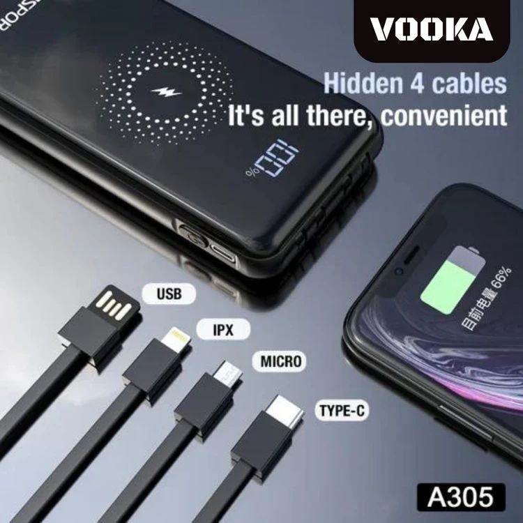 10.000 Mah Plus Dijital Göstergeli Dahili Çoklu Kablolu Powerbank