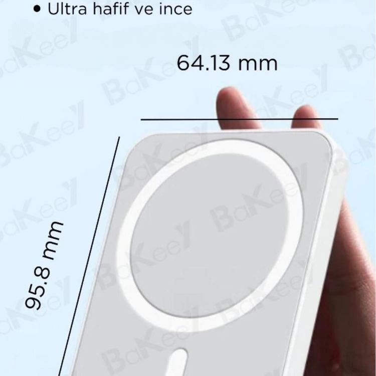 5.000 Mah Magsafe Powerbank Iphone Uyumlu Kablosuz Taşınabilir Magsafe Şarj Alet 500 TL