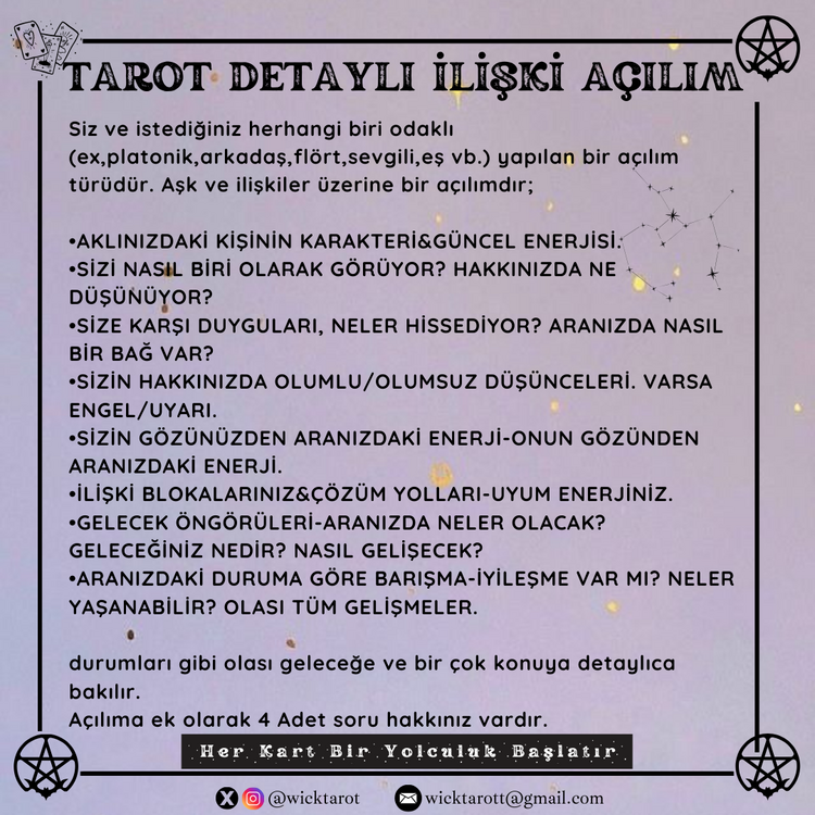 TAROT DETAYLI İLİŞKİ AÇILIMI