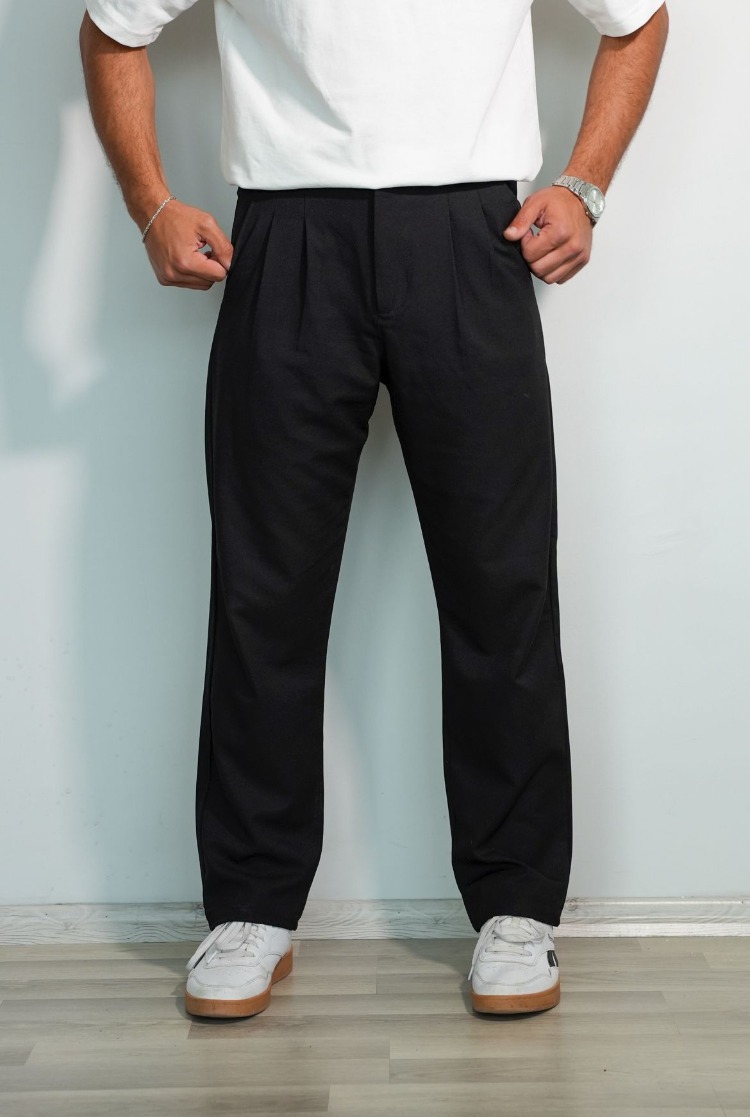 Siyah Baggy Viskon Pantolon 