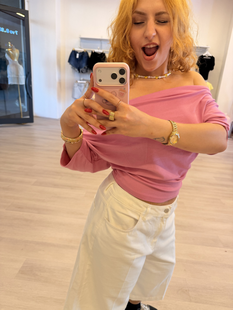 PEMBE MADONNA YAKA BLUZ 