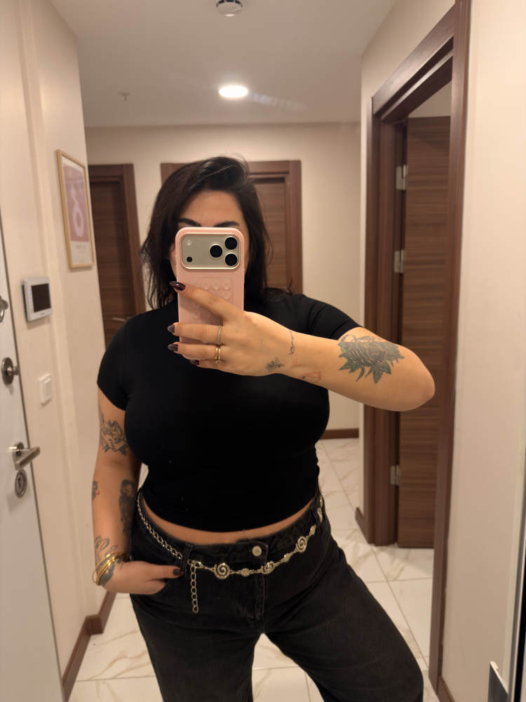SİYAH BASİC KISA KOL BODY 