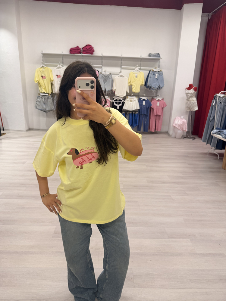 SARI DOG OVERSİZE TİŞÖRT 