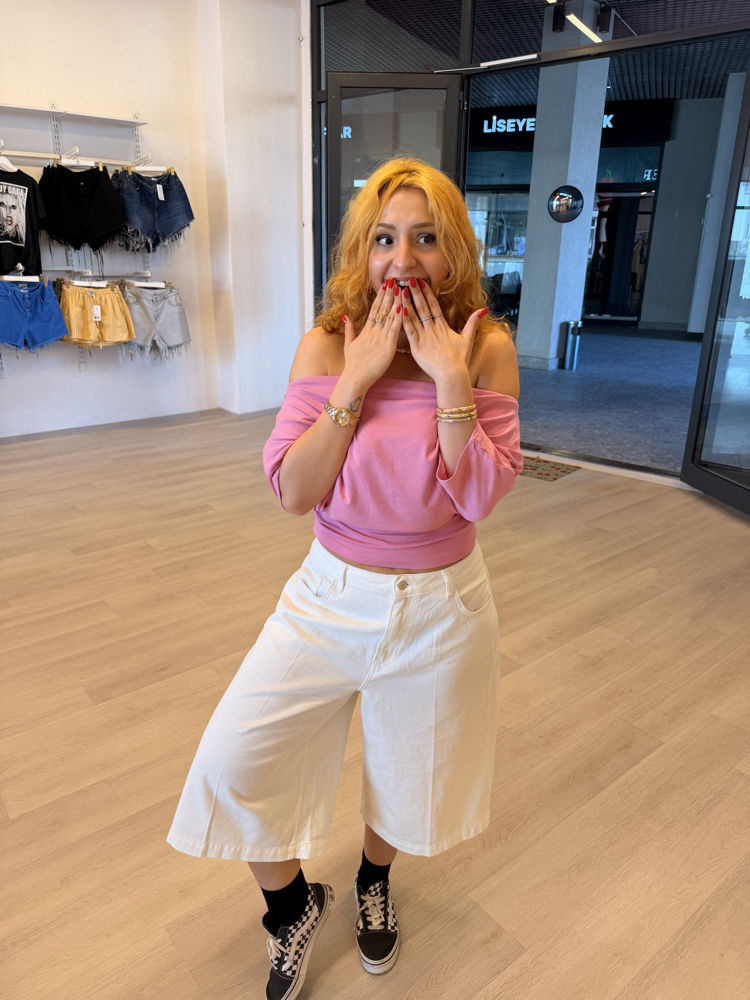PEMBE MADONNA YAKA BLUZ 