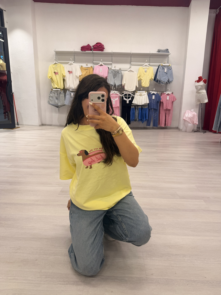 SARI DOG OVERSİZE TİŞÖRT 