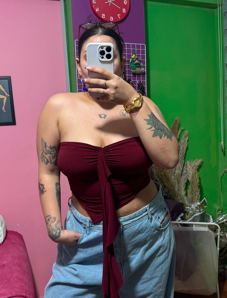 BORDO STRAPLEZ CROP
