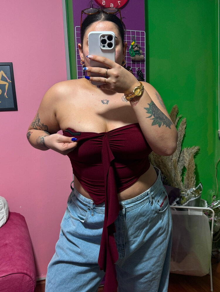 BORDO STRAPLEZ CROP