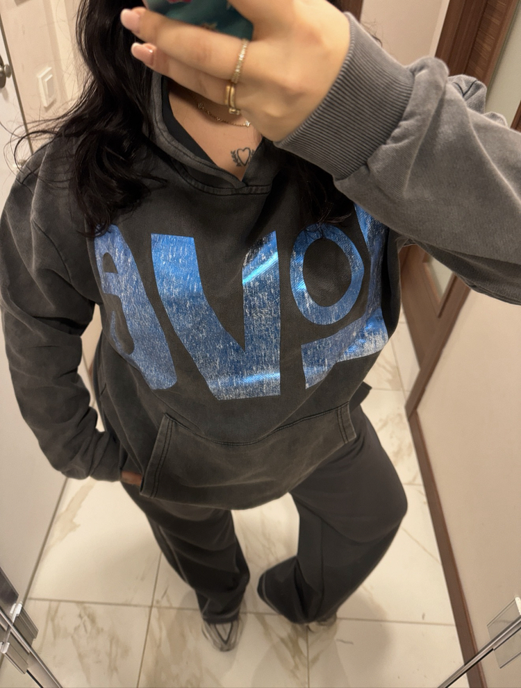 GRİ MAVİ YANSIMALI OVERSİZE SWEAT
