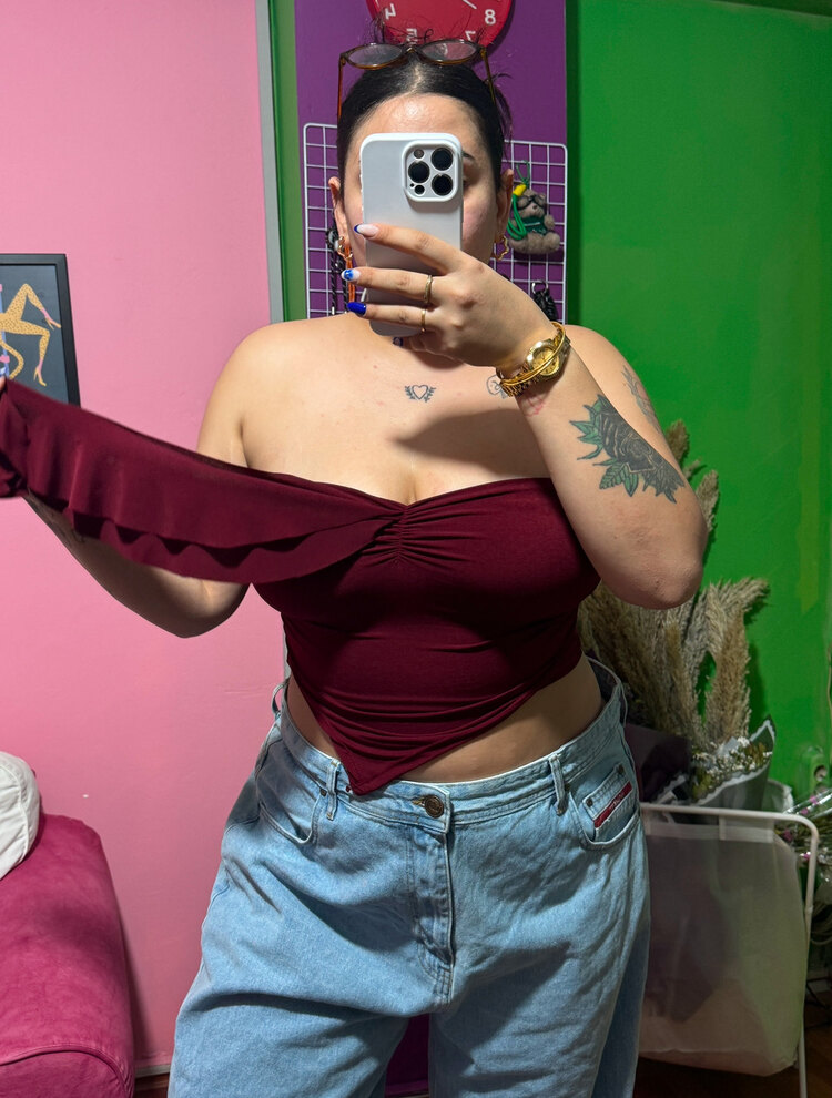 BORDO STRAPLEZ CROP