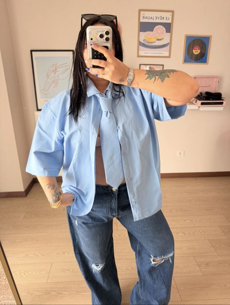 MAVİ OVERSİZE GÖMLEK 