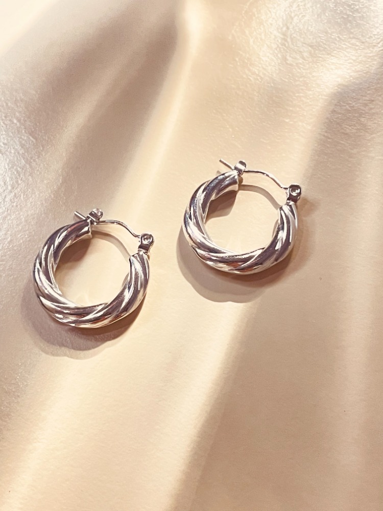 Gümüş Renk Burgu Görünüm Oval Çelik Kadın Küpe