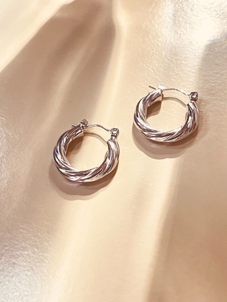 Gümüş Renk Burgu Görünüm Oval Çelik Kadın Küpe
