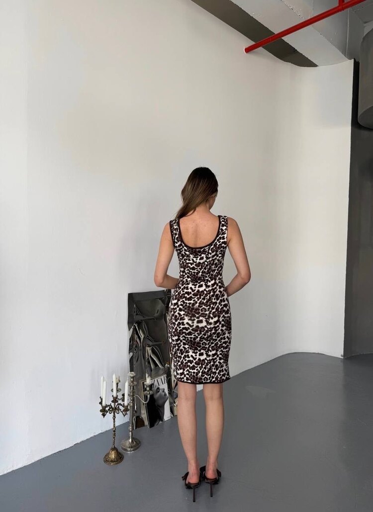 Leopar Desen Askılı Elbise ✨