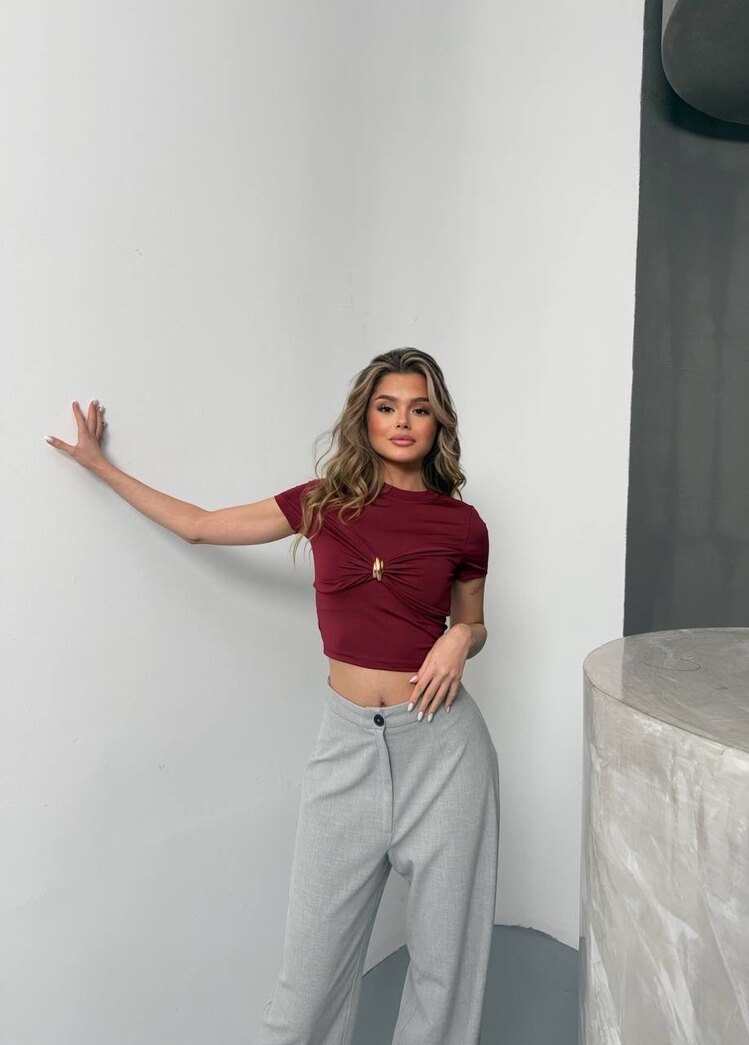 Dalgıç Kumaş Aksesuarlı Crop ✨