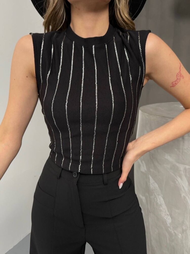 Ottoman Kumaş Pul Şeritli Crop ✨
