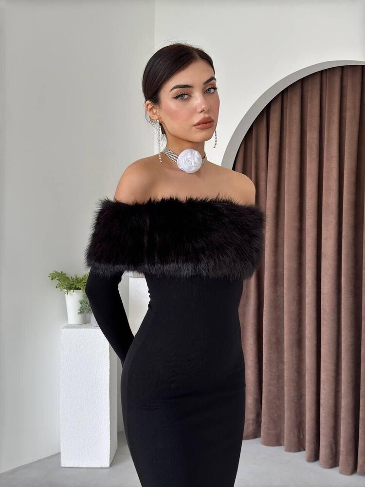 Bestia Straplez Tüy Detaylı Elbise ✨