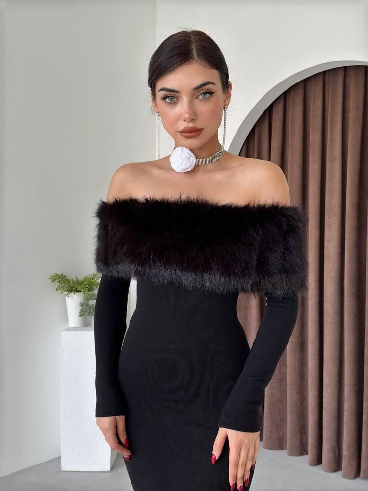Bestia Straplez Tüy Detaylı Elbise ✨