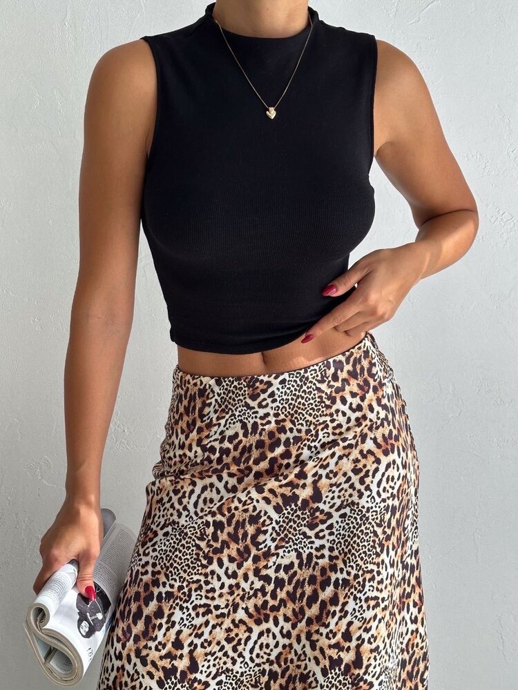 Leopar Desenli Saten Etek ✨