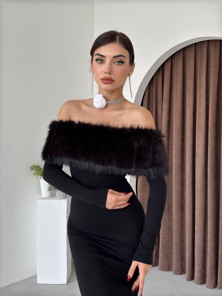 Bestia Straplez Tüy Detaylı Elbise ✨