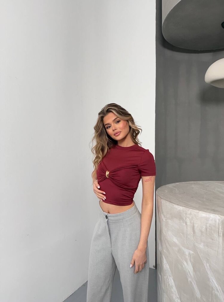 Dalgıç Kumaş Aksesuarlı Crop ✨