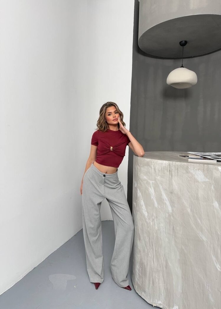 Dalgıç Kumaş Aksesuarlı Crop ✨