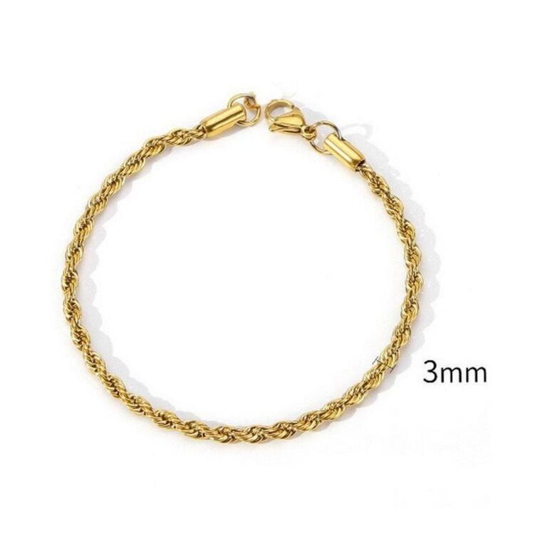 Çelik Gold Halat Bileklik 3mm // BİLEK-1509