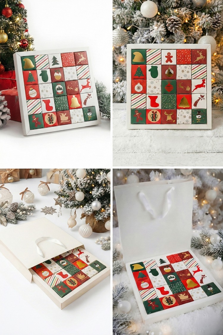 Boş Advent Calendar Kutusu - 24'lü Yılbaşı Hediye Seti - Kendin Yap Advent Calender