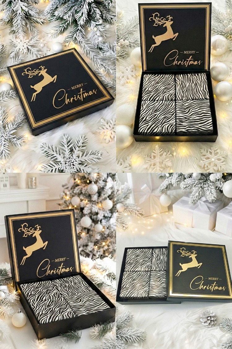 4'lü Boş Advent Calendar - Yılbaşı Temalı Konsept Hediye Kutusu - Sevgiliye Hediye (Boş Kutu)