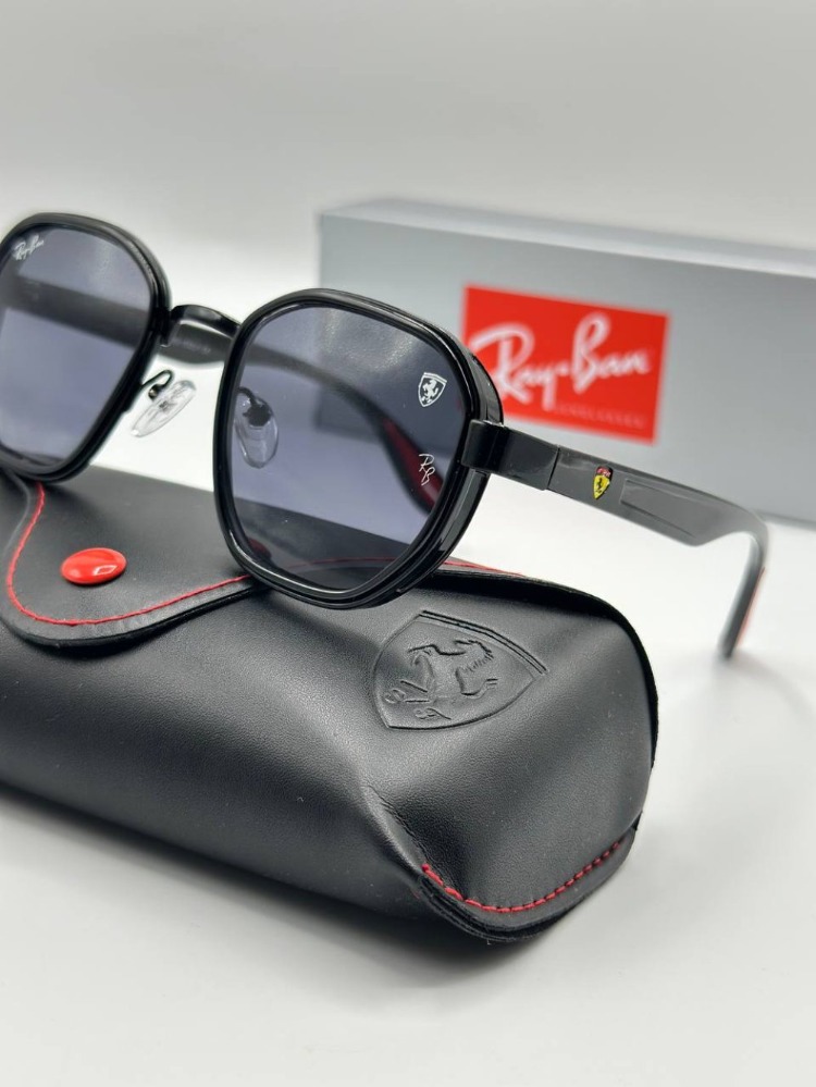 Rayban Ferrari Siyah Beşgen Unisex Güneş Gözlük G3225-VLL 