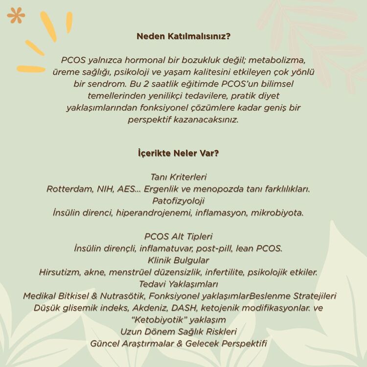 PCOS'A DERİN BAKIŞ -canlı eğitim kaydı