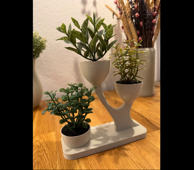 3D baskı 3 lü çiçeklik