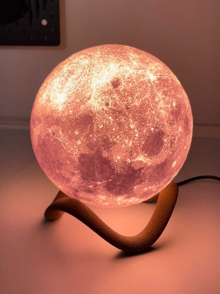 Ay desenli Küre 3d Baskı masa lambası