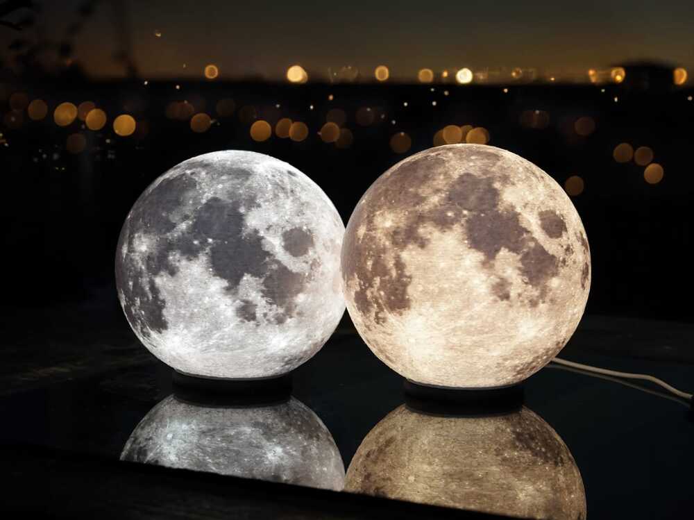 Ay desenli Çap 150mm 3d baskı çok renkli gece lambası