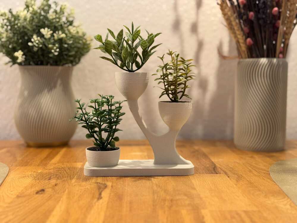 3D baskı 3 lü çiçeklik