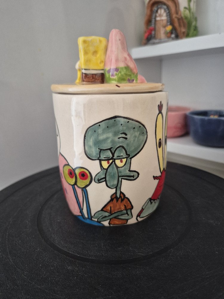Süngerbob Patrick Seramik El Yapımı Kavanoz