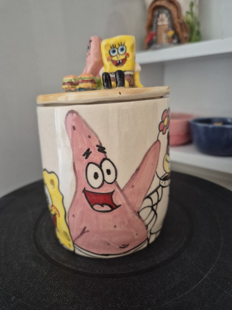 Süngerbob Patrick Seramik El Yapımı Kavanoz